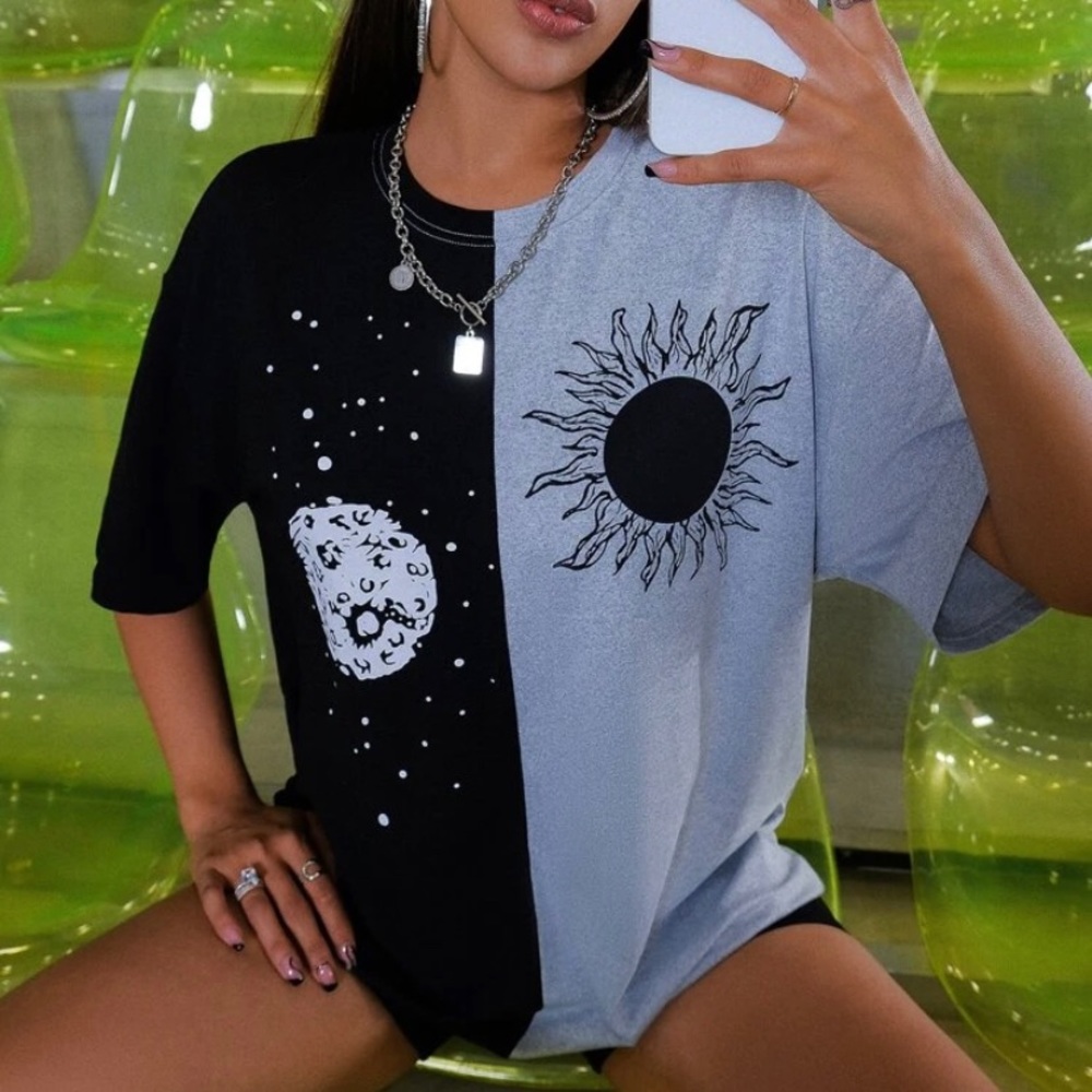 Sun & moon print tee